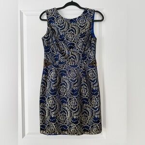JS Collections Navy and Gold Lace Mini Dress